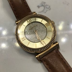 Michael Kors Women’s Leather Watch w Rhinestone’s